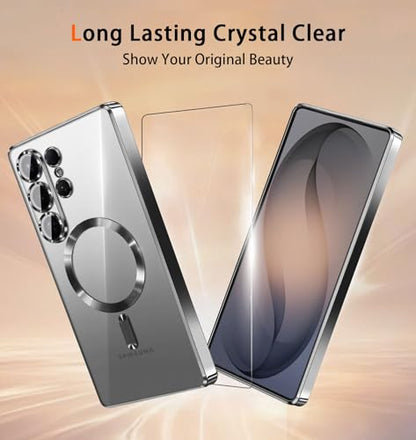 Magnetic for Samsung Galaxy S26 Ultra Case with 2X Screen Protector & Full Camera Cover,Fit with MagSafe,Plating Soft Glossy Luxury Shockproof Women Girls Phone Cases for Galaxy S 26 Ultra ,Black - color: Black-S26 Ultra