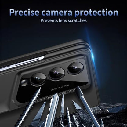 Smartphone Flip Cover for Samsung Galaxy Z Fold 4 Case with S Pen, with Screen Protector Case, PC Shockproof Bumper Case Full Coverage Protective Cover for Galaxy Z Fold 4(Black) - color: Black