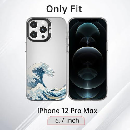for iPhone 12 Pro Max Case, TPU, Drop Protection, Waves | Matte Silver Back, Shockproof, Fade-resistant, Anti-yellow, Lens Protection, Precise Cutout, Slim grip, Waves - color: Waves, size: iPhone 12 Pro Max