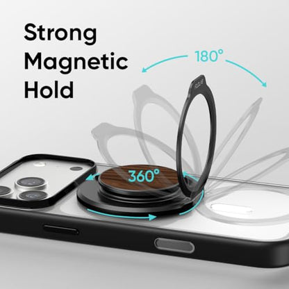 FLOLAB ForgeGrip Strong Magnetic Phone Holder & Phone Grip for MagSafe Grip iPhone Accessories Magnetic Phone Grip, Ring Holder & Stand, Satisfying Snap Grip - Walnut - color: Walnut