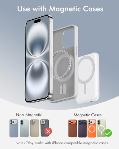 podoru for MagSafe Power Bank 5000mAh, Ultra-Slim Magnetic Portable Charger - color: Snow White