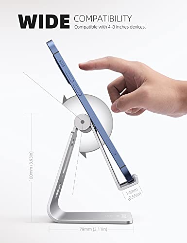 Lamicall Aluminum Cell Phone Stand, Adjustable Desk Phone Holder for iPhone - color: Silver