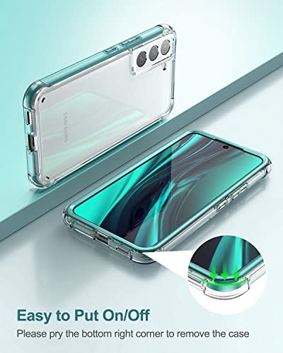 SURITCH for Samsung Galaxy S22+ Plus Clear Case 6.6" (Only), [Built-in Screen Protector] Full Body Protective Hard Shell+Soft TPU Phone Case for Samsung S22 Plus -(Green Edge) - color: Green Edge