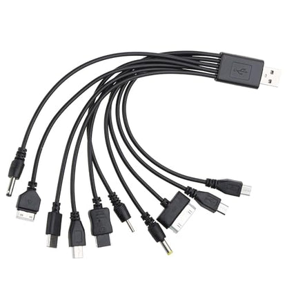 10 in 1 USB Cables - 20CM/7.87in Universal USB to Multi Plug Cell Phone Charger for Smartphones
