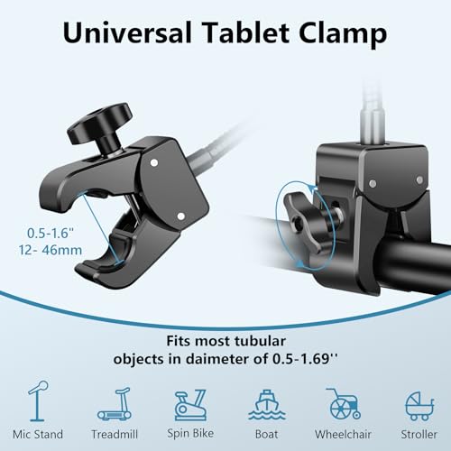 Gooseneck Tablet Holder, iPad Holder for Stroller, 4.7-12.9" Devices