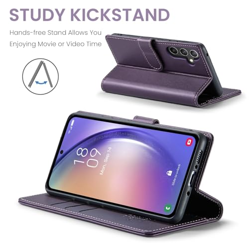 FLIPALM Wallet Case for Samsung Galaxy A37 5G, Card Holder, Purple | Card Holder, RFID Blocking, PU Leather Folio Flip, Kickstand, Protective Shockproof Cover - color: Purple