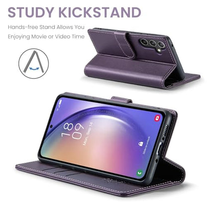 FLIPALM Wallet Case for Samsung Galaxy A37 5G, Card Holder, Purple | Card Holder, RFID Blocking, PU Leather Folio Flip, Kickstand, Protective Shockproof Cover - color: Purple
