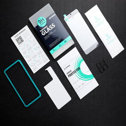 Ibywind Screen Protector For OnePlus 10T 5G(6.7 Inches),with 2Pcs Tempered Glass,1Pc Camera Lens Protector,1Pc Backing Carbon Fiber Film[Fingerprint Reader,Easy to install] - size: OnePlus 10T 6.7 inch