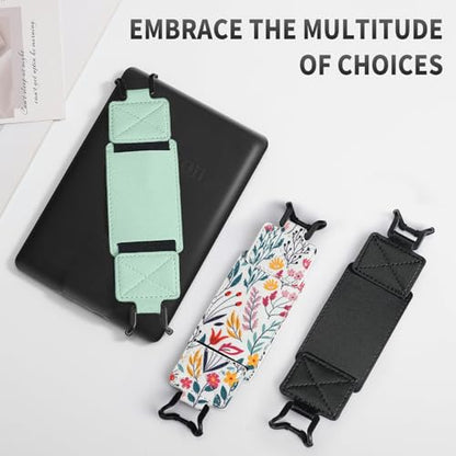 MoKo 2 Pack Security Hand Strap for 6-8" Kindle eReaders Fire Tablet-Kindle/Kobo/Voyaga/Lenovo/Sony E-Book Tablet,High-Elasticity Versatile Hand Strap Lightweight Finger Grip Holder,Agave Green+Flower - color: Agave Green+flower