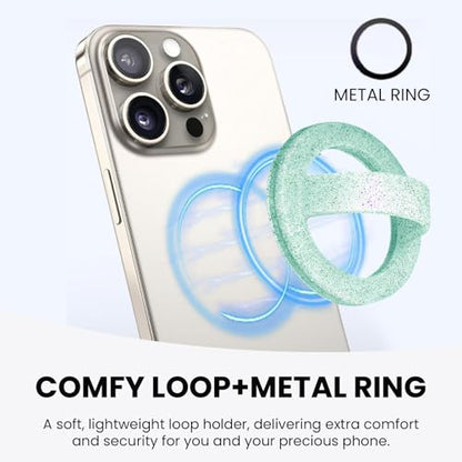 Magnetic Silicone Phone Grip Ring Holder Compatible with MagSafe Phone Case - color: Star Green