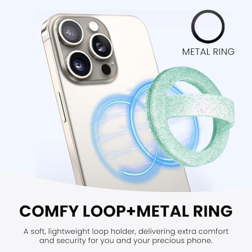 Magnetic Silicone Phone Grip Ring Holder Compatible with MagSafe Phone Case - color: Star Green