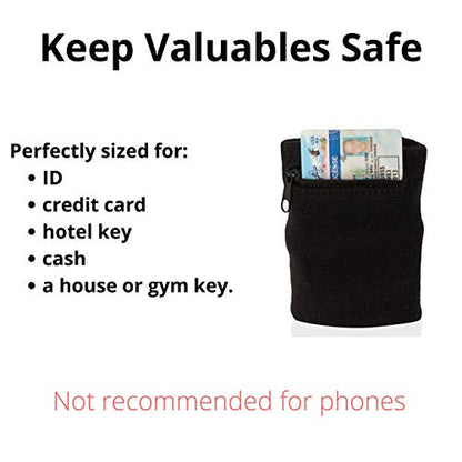 Suddora Zipper Wrist Pouch - Sweatband/Wristband Wallet for Keys, ID, Cards, Cash - color: Grey