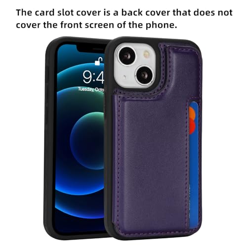 iCoverCase Compatible with iPhone 13 Mini Case with Card Holder, Wallet Phone Case for Women Men RFID Blocking PU Leather Protective Case 5.4 Inch (Dark Purple) - color: Dark Purple