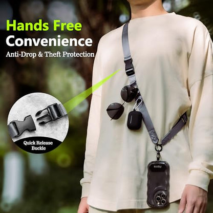 Azrra Phone Lanyard Crossbody, Phone Strap Crossbody with 2 Tether Tabs - color: Grey