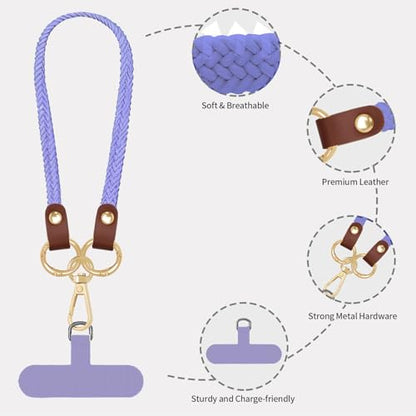 Hovmwey Stretchy Phone Lanyard Tether, 2 Pack Phone Leash Anti-theft Phone Strap for Anti-drop Outdoor Hiking Cycling Climbing Universal for Most Cell Phones, Lavender - color: Lavender