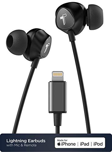 Thore Wired iPhone Headphones with Lightning Connector Earphones - MFi Certified by Apple Earbuds Wired in-Ear Microphone and Volume Remote for iPhone (Black)