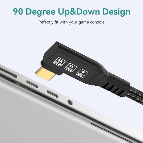 USB4 Cable, with Thunderbolt 4, 240W Charging, 40 Gbps Data Cable, 8K @ 60Hz HDR, USB C to USB C Cable, 90Degree for Hub, Dock MacBook, M2, M3, Mac SSD (90Degree USB4 40G 240W 0.5M) - size: 90Degree USB4 40G 240W 0.5M
