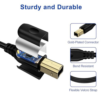 USB Printer Cable 6FT Printer Cord to Computer HP Printer Cable to Laptop - color: Black-p