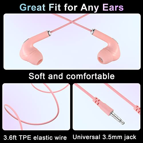 Xinnun 50 Pack Bulk Earbud Headphones with Mic Assorted Colors, Novel