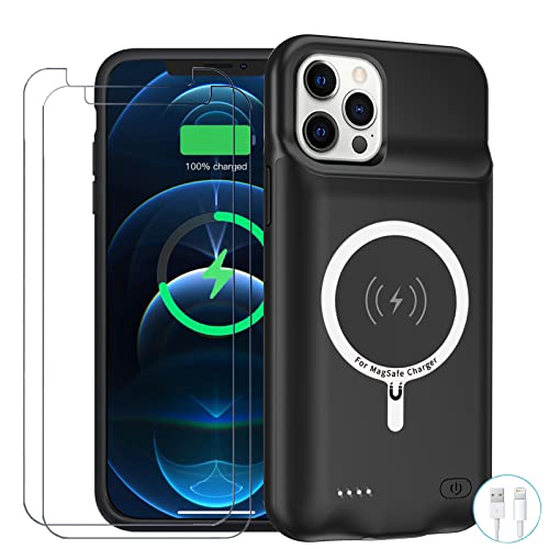 Battery Case for iPhone 12/12 Pro, Enhanced 10000mAh Portable Protective Smart Qi Wireless Charging Case Compatible with iPhone 12/12 Pro (6.1 inch) Rechargeable Extended Battery Charger Cover(Black) - size: iPhone 12/Pro