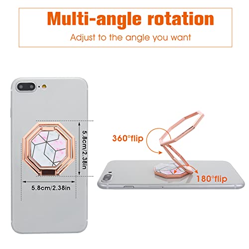 cobee Cell Phone Ring Holder Finger Kickstand, 360° Rotation Metal Cellphone Back Grip Foldable Cell Phone Stand Adjustable Phone Holder Compatible with Most Smartphones(Rose Red Marbling) - color: Rose Red Marbling