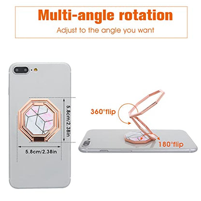 cobee Cell Phone Ring Holder Finger Kickstand, 360° Rotation Metal Cellphone Back Grip Foldable Cell Phone Stand Adjustable Phone Holder Compatible with Most Smartphones(Rose Red Marbling) - color: Rose Red Marbling