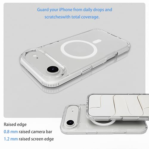 Classic Hybrid Magnetic iPhone 17 air Case Phone Case Cover, Screen Protectors X1, Compatible with Magsafe, Anti Yellowing,Slim,Shockproof, Protective (Transparent Crystal, iPhone 17 air) - color: Transparent Crystal, size: iPhone 17 Air