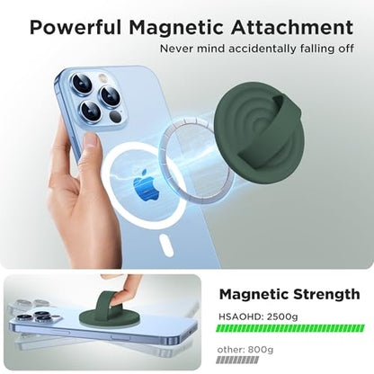 Upgraded Magnetic Phone Grip, Liquid Silicone Soft and Portable, Removable Finger Loop Ring Grip Holder for iPhone, Strong Magnetic Attraction, Compatible with MagSafe Phone Case, Alpine Green - color: Alpine Green