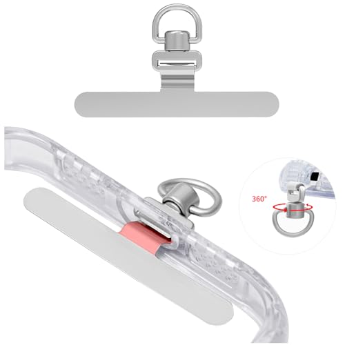 Phone Tether Tab, 360° Rotation Ultra-thin 0.2mm Bending Design Universal Stainless Steel Phone Lanyard Tab Without Adhesive,Metal Phone Lanyard Replacement Patch for Cell Phone (Silver) - color: F