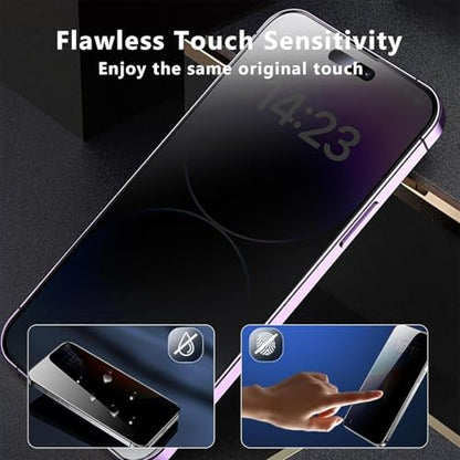 2 Pack Privacy Screen Protector Tempered Glass Curved Compatible with iPhone 16, Anti-Spy Anti-Peep 3D Edge Case Friendly