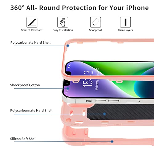 MARKILL Compatible with iPhone 14 Plus Case 6.7 Inch with 360 Degree Rotate Ring Stand, Military Grade Drop Protection Full Body Rugged Heavy Duty Protective Cover for iPhone 14 Plus Pink - color: Pink, size: iPhone 14 Plus 6.7"