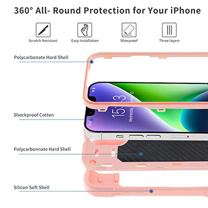 MARKILL Compatible with iPhone 14 Plus Case 6.7 Inch with 360 Degree Rotate Ring Stand, Military Grade Drop Protection Full Body Rugged Heavy Duty Protective Cover for iPhone 14 Plus Pink - color: Pink, size: iPhone 14 Plus 6.7"