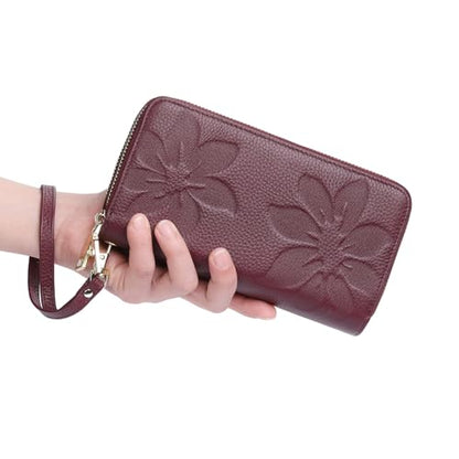 GOIACII Women's Wallet RFID Blocking Leather Wristlet - color: A03 Purple