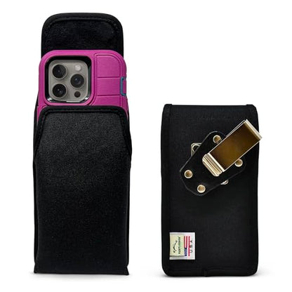 Turtleback Belt Clip for iPhone 16 Pro, 16e, 15 pro 14 Pro 13 Pro -Large- Fits w/Defender Bulky Style Cases - Premium Black Nylon, Vertical Belt Holder, Magnetic Closure HD Rotating Belt Clip - color: Vertical - Nylon w/ Metal Clip, size: Large