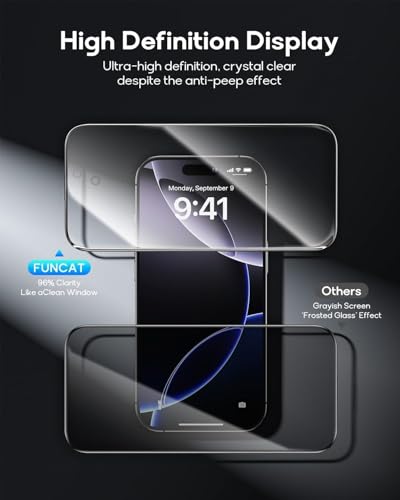 360° Privacy Screen Protector for iPhone 14/13 Pro/13,Full Coverage 9H+ Hardness Tempered Glass Easy Installation Anti Spy Private Bubble-Free