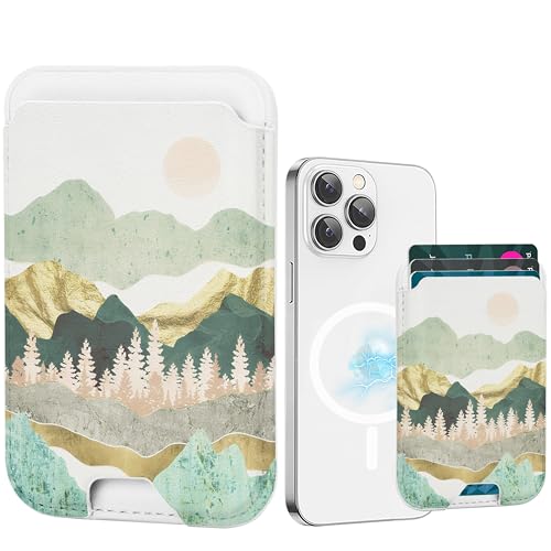 for MagSafe Wallet,Magnetic Card Holder for Phone Case - color: Summer Mountain