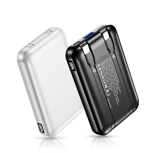 2 Pack 10000mAh 22.5W Fast Charging Power Bank, White & Black - color: Black&White