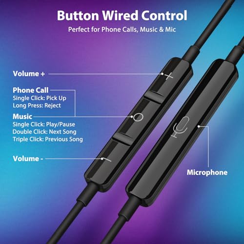 Jiunai USB C Earbuds for iPhone 18 Pro Headphones with Mic Gradient Purple - color: Gradient Purple