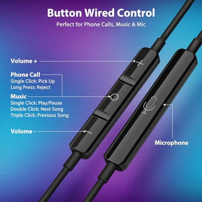 Jiunai USB C Earbuds for iPhone 18 Pro Headphones with Mic Gradient Purple - color: Gradient Purple