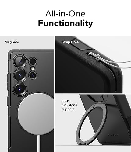 Ringke for Samsung Galaxy S25 Ultra Case [Alles Black] | Compatible with MagSafe, 360° Rotating Kickstand, Enhanced Camera Lens Protection, Powerful Magnet - color: Black, size: Galaxy S25 Ultra