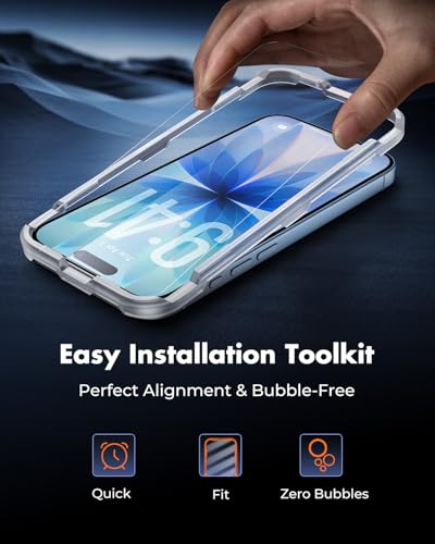 UNBREAKcable 4-Pack iPhone 17 Screen Protector, 9H Hardness | 9H tempered glass | 99.99% HD clarity | Double Shatterproof|alignment frame easy install | case-friendly - size: iPhone 17