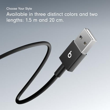 Beats USB-A to USB-C Woven Cable Fast Charging Durable and Tangle-Free Design Compatible Charger for Apple & Android Devices (1.5 m, 5 ft) - Bolt Black - color: Bolt Black, size: 5 ft, style: USB-A to USB-C