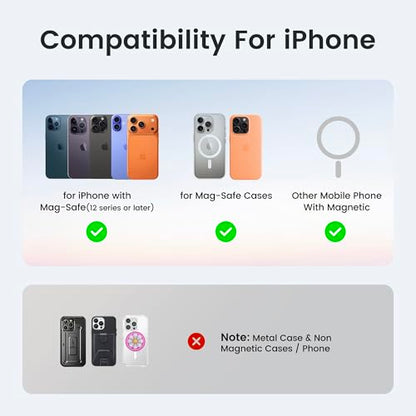 Stronger Magnetic Wallet for iPhone 17/16/15/14/13/12 Series & for MagSafe-compatible Cases, Slim Leather Magnetic Card Holder with RFID Blocking, N52 Magnet Phone Wallet, Fit 3 Cards, Black - color: Black
