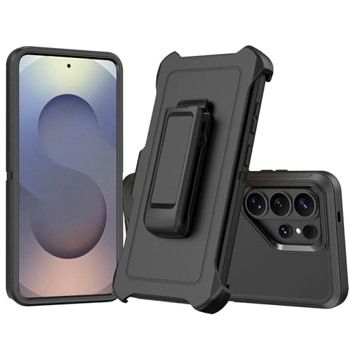 Compatible with Samsung Galaxy S26 Ultra Case, with Belt Clip Holster Heavy Duty Rugged Shockproof Full Body Protection Kickstand Cover for Samsung Galaxy S26 Ultra Phone (Black) - color: Black