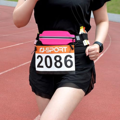 RJ-Sport Race Number Belt Bib Holder with Runner Pouch (Hot Pink) - color: 06 Hot Pink