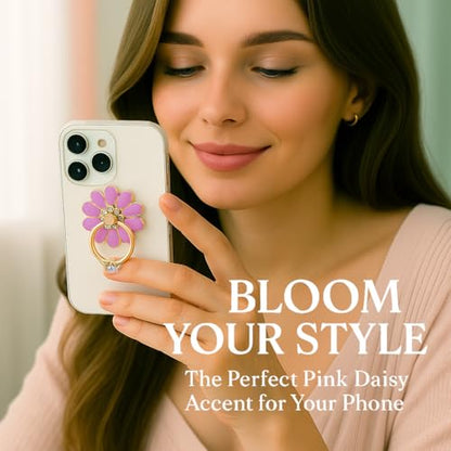 NXVX Daisy Flower Phone Ring Holder, Purple Bling Finger Grip & Kickstand - color: Purple