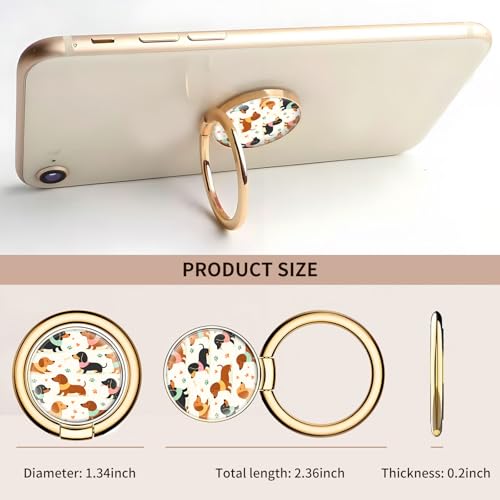 Cell Phone Ring Holder, Cute Metal Phone Grip Stand Finger Ring Kickstand, Flexible 360°Rotation Phone Tablet Case Accessories Compatible with Most Phones Cute Dachshund Dog - color: Cute Dachshund Dog
