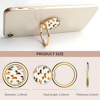 Cell Phone Ring Holder, Cute Metal Phone Grip Stand Finger Ring Kickstand, Flexible 360°Rotation Phone Tablet Case Accessories Compatible with Most Phones Cute Dachshund Dog - color: Cute Dachshund Dog