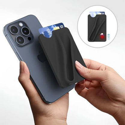 DOB SECHS Silicone Lip Holder with Card Holder Compatible with Summer Fridays, Tower 28, Laneige Lipstick Lip Glaze Phone Case Back Stick On Holder for iPhone and Android Smartphones, Black - color: Black, size: Small