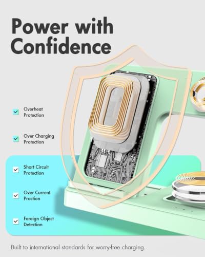 GETPALS Wireless Charger Phone Charging Station for Apple Multiple Devices - color: Light Green